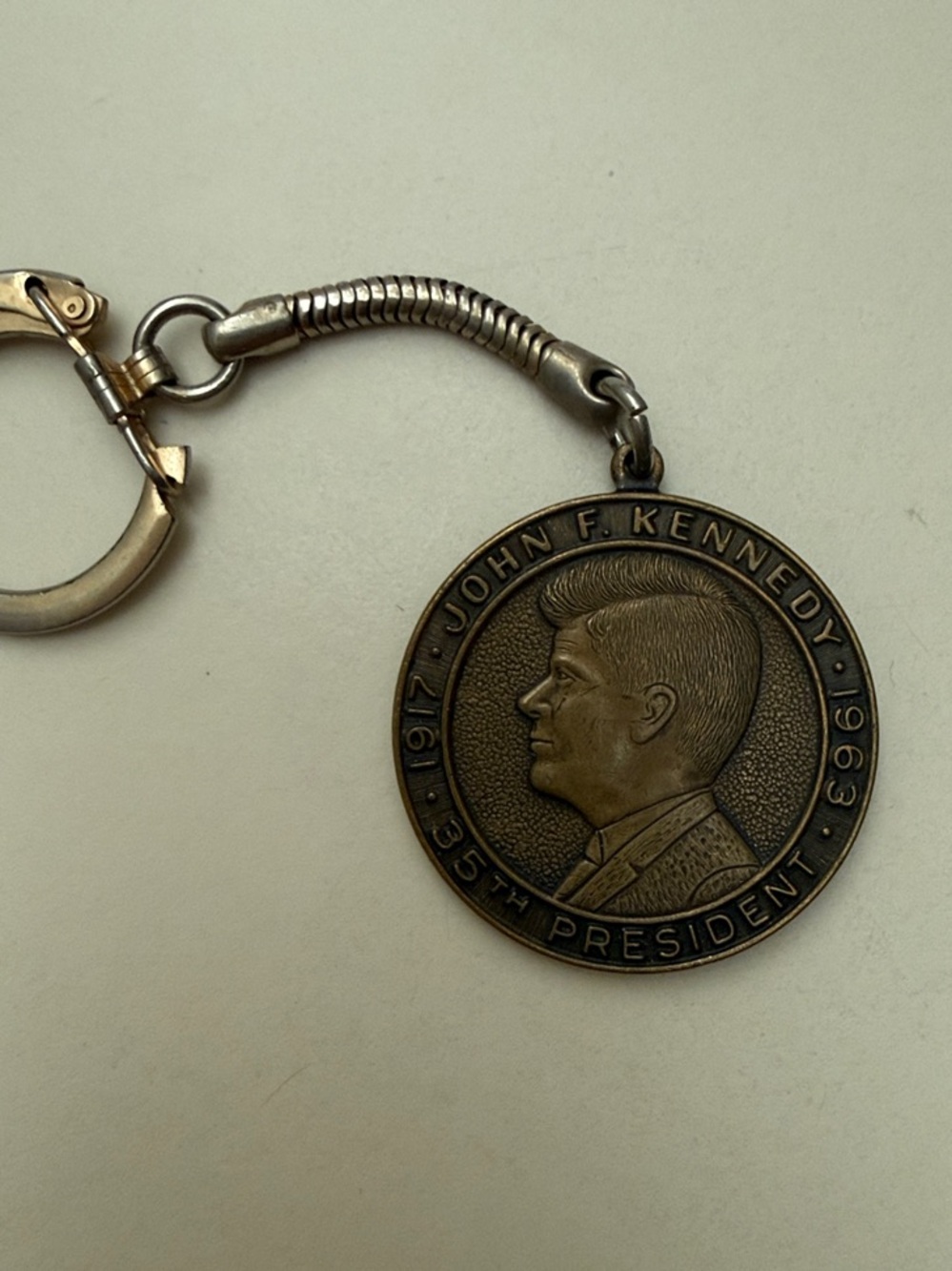 John F. Kennedy Commemorative Keychain - Antique Bronze